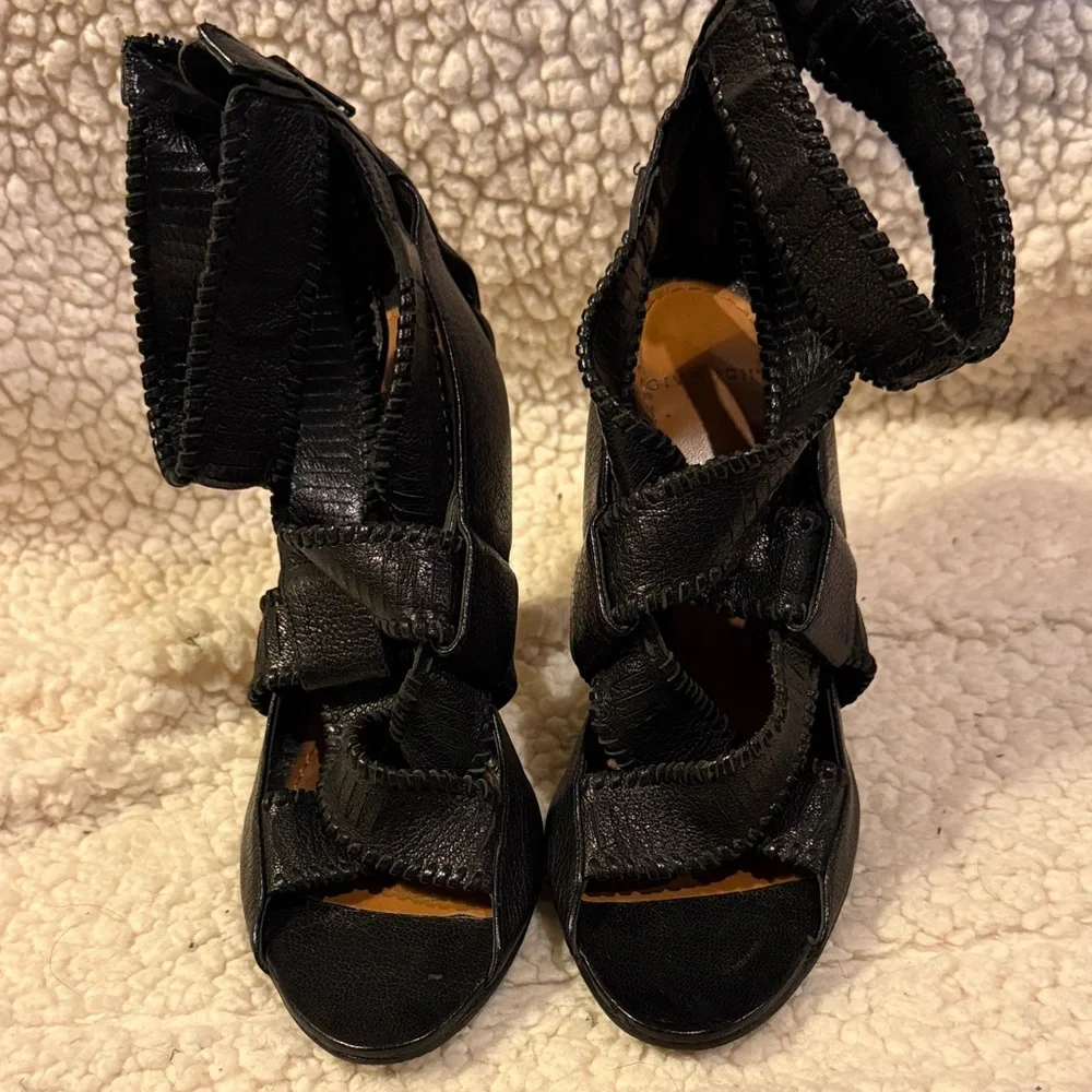 Givenchy Black Textured Strappy Heels - Picture 2 of 6